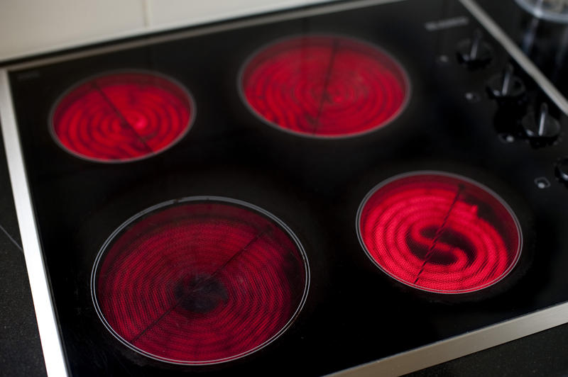 red hot heating rings on an electric stove top